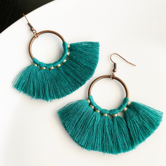 NEW "Bridget" Tassel Earrings (Emerald) - Picture 2 of 5